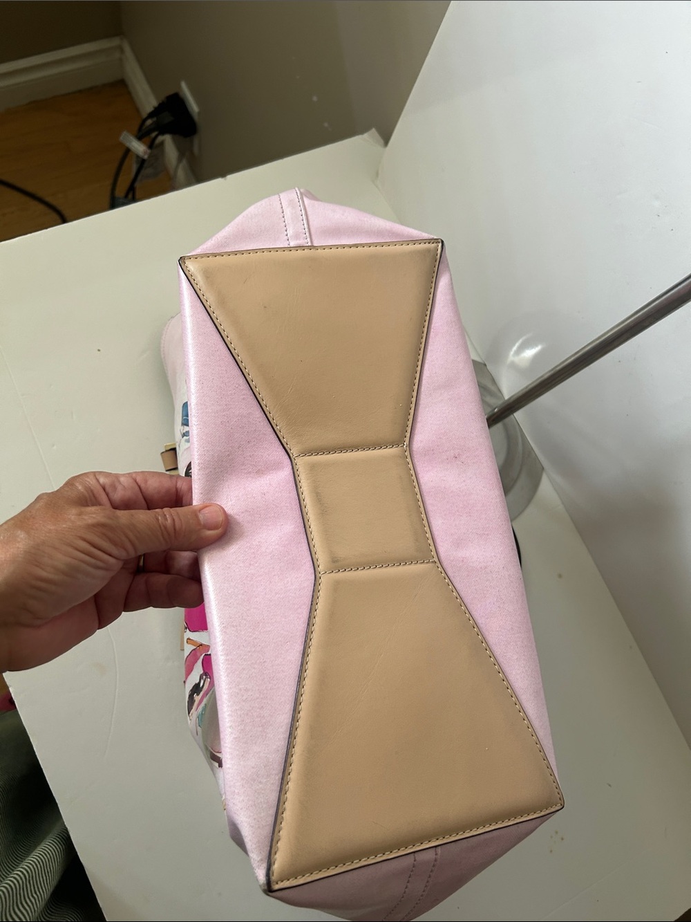 kate spade Ooh La La Pink Leather Illustrated Tote Bag Boho Rare Only $100!!! - Picture 7 of 16